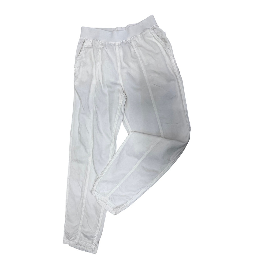 Faherty Joggers Womens Small White Excellent Linen Blend Seam Detail WBS2364-WHT